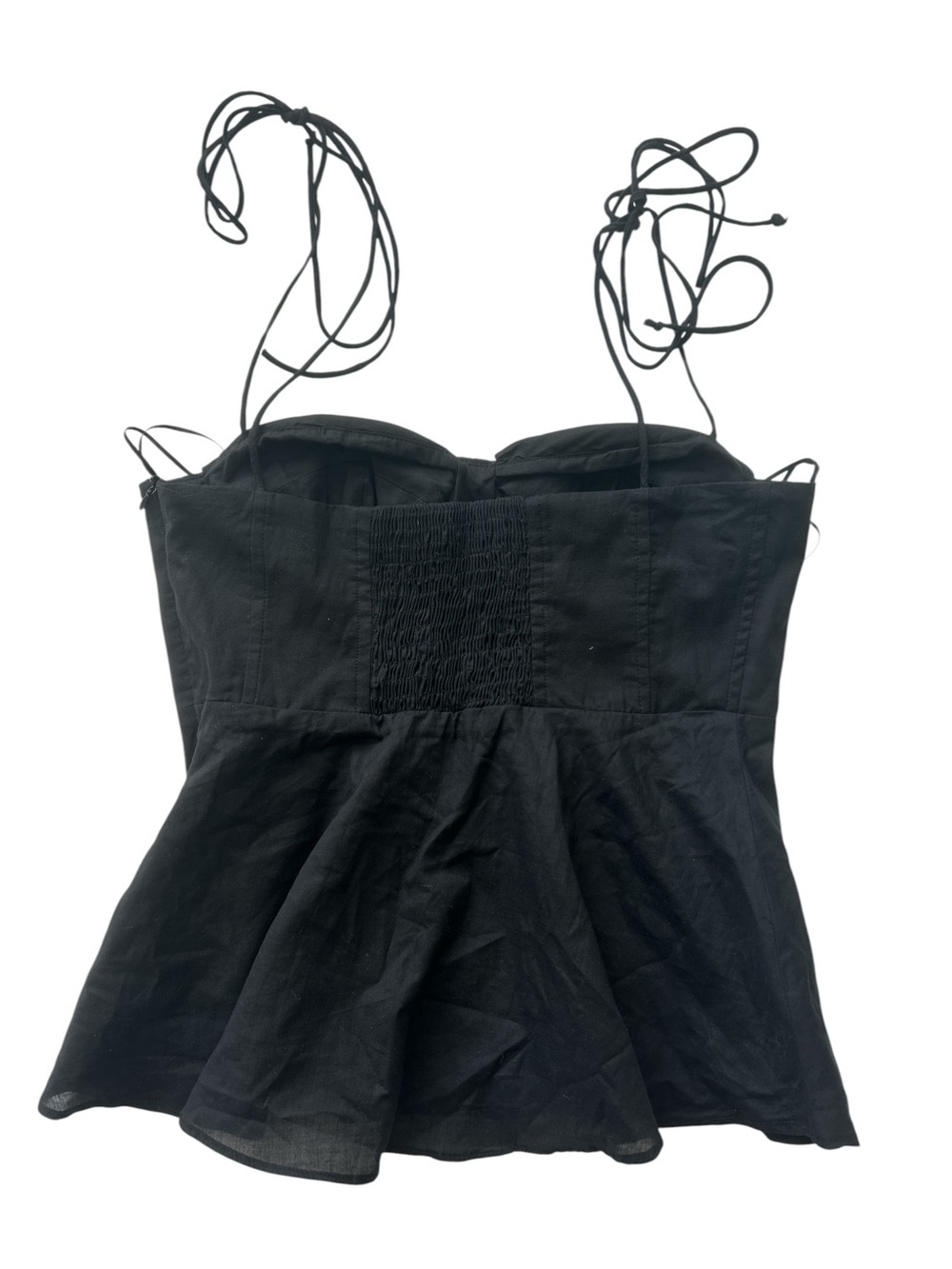 Zara Black Tie-Shoulder Bustier Peplum Top - Picture 5 of 8